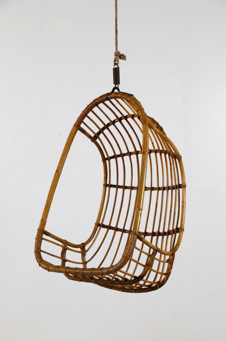Hanging rocking chair in rattan, 1960's.