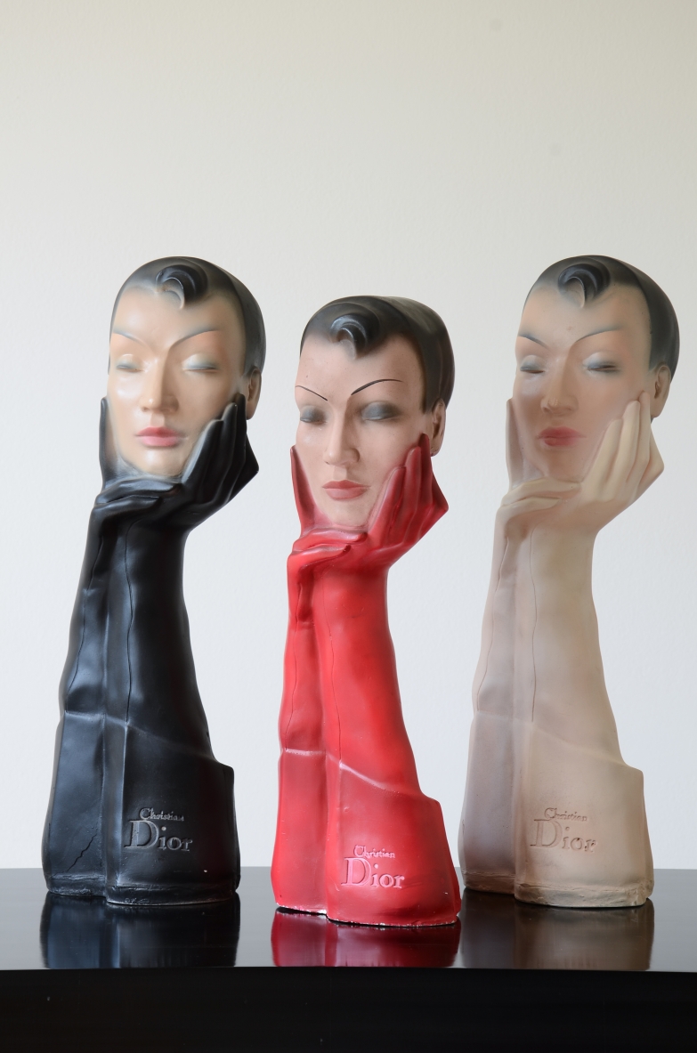 French advertising plaster mannequins signed Christian Dior, excellent original condition. 1960s.