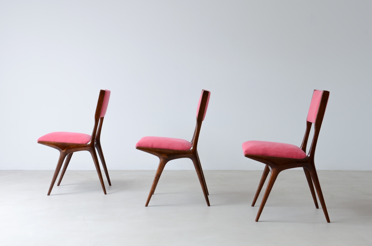 Carlo de Carli (1910-1999)  Rare set of 8 chairs model 634, 1954.