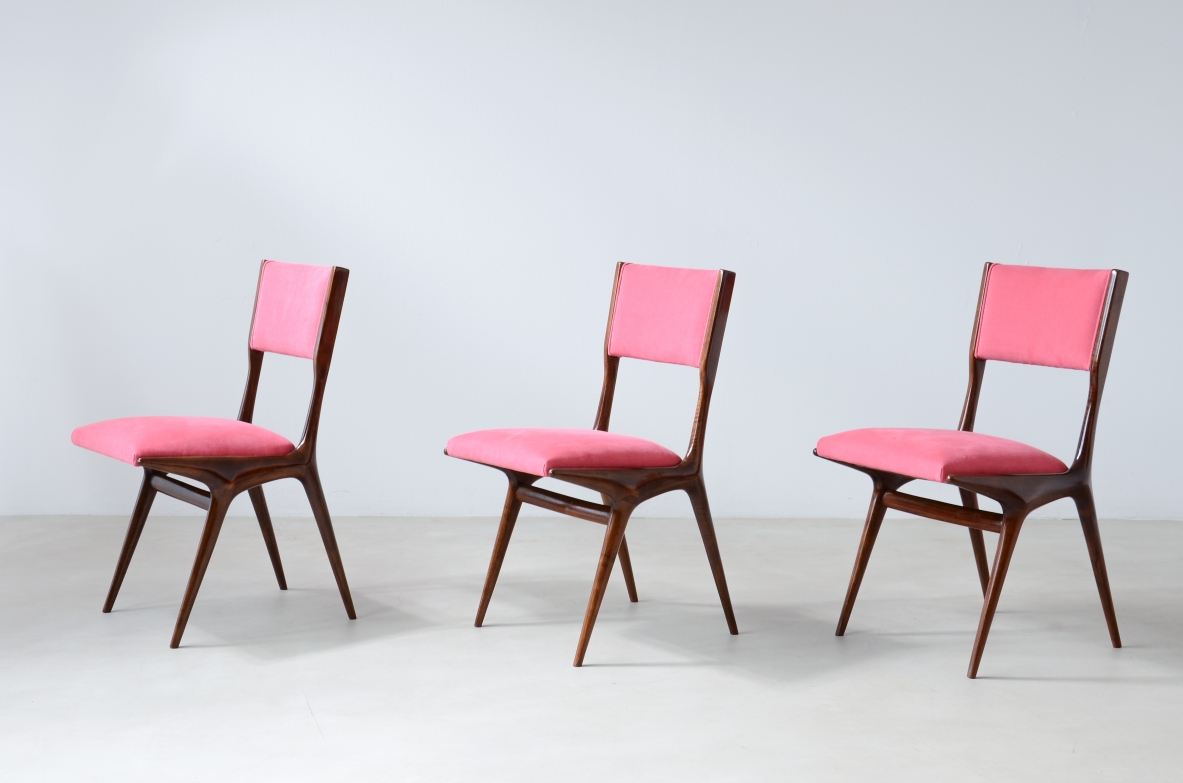 Carlo de Carli (1910-1999)  Rare set of 8 chairs model 634, 1954.