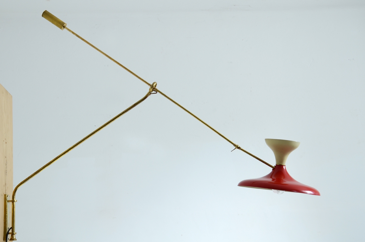 Wall lamp, brass and metal lacquered, Italy 1950's.