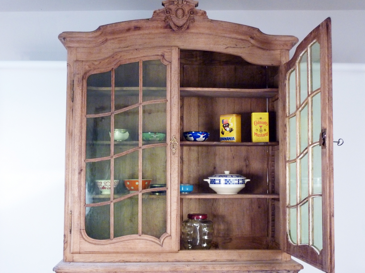 Highboard in light oak wood, France 1920's.