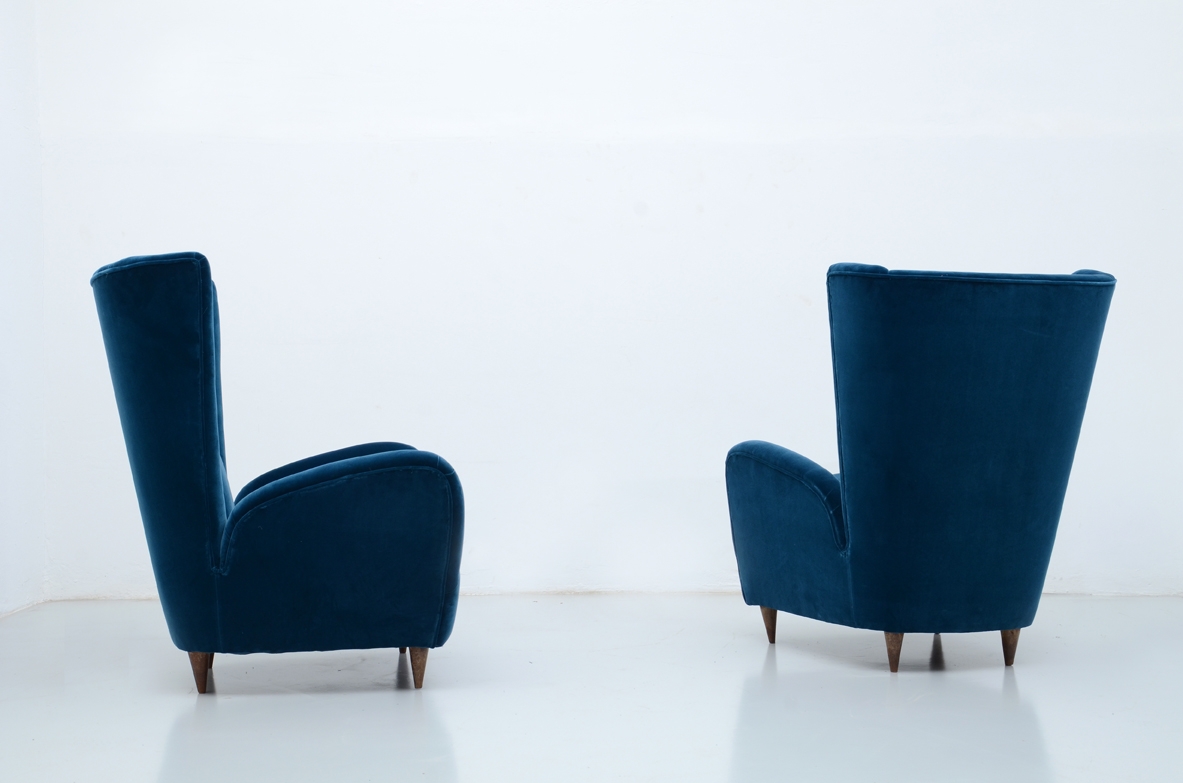 Paolo Buffa, elegant pair of 1940's armchairs.