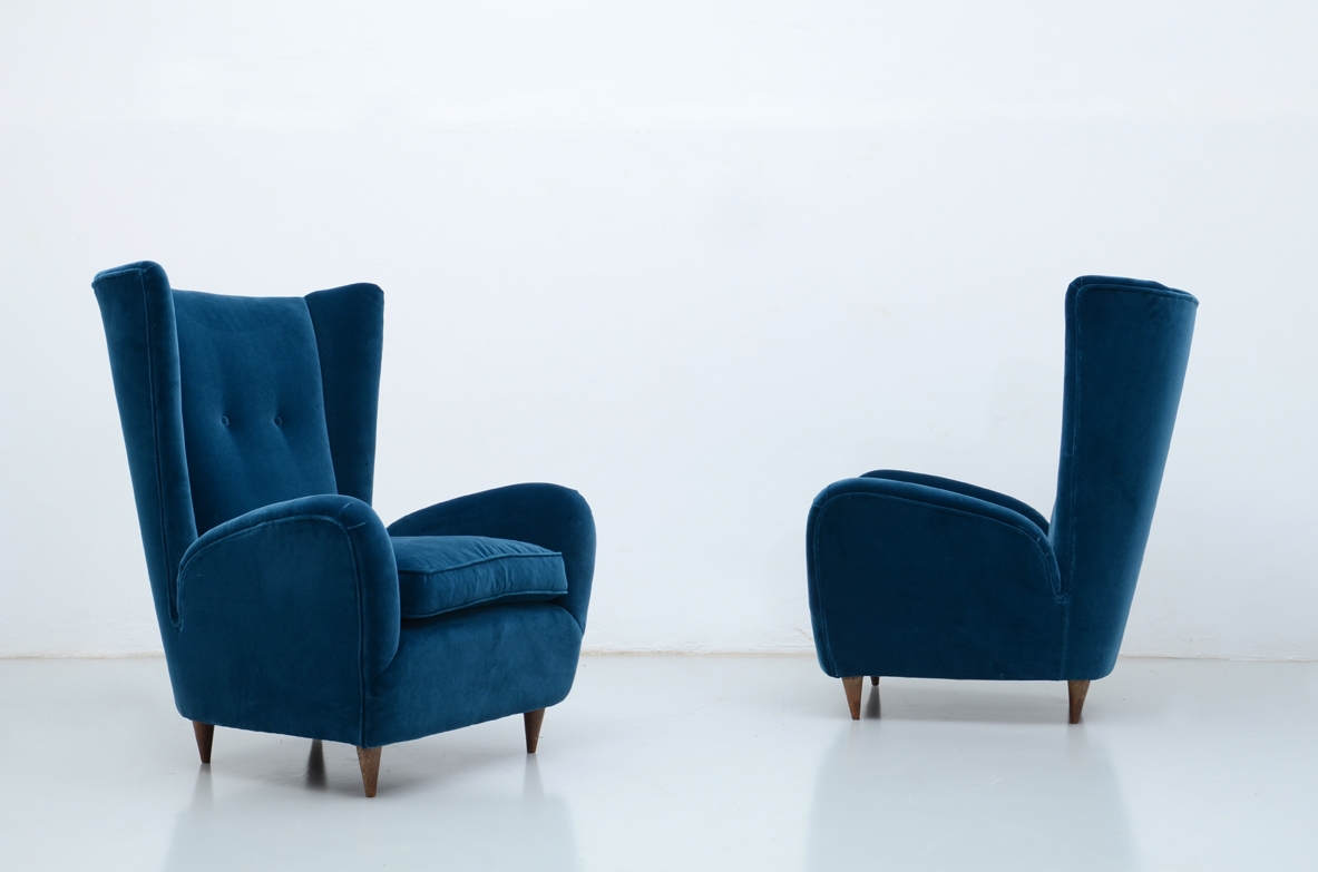 Paolo Buffa, elegant pair of 1940's armchairs.