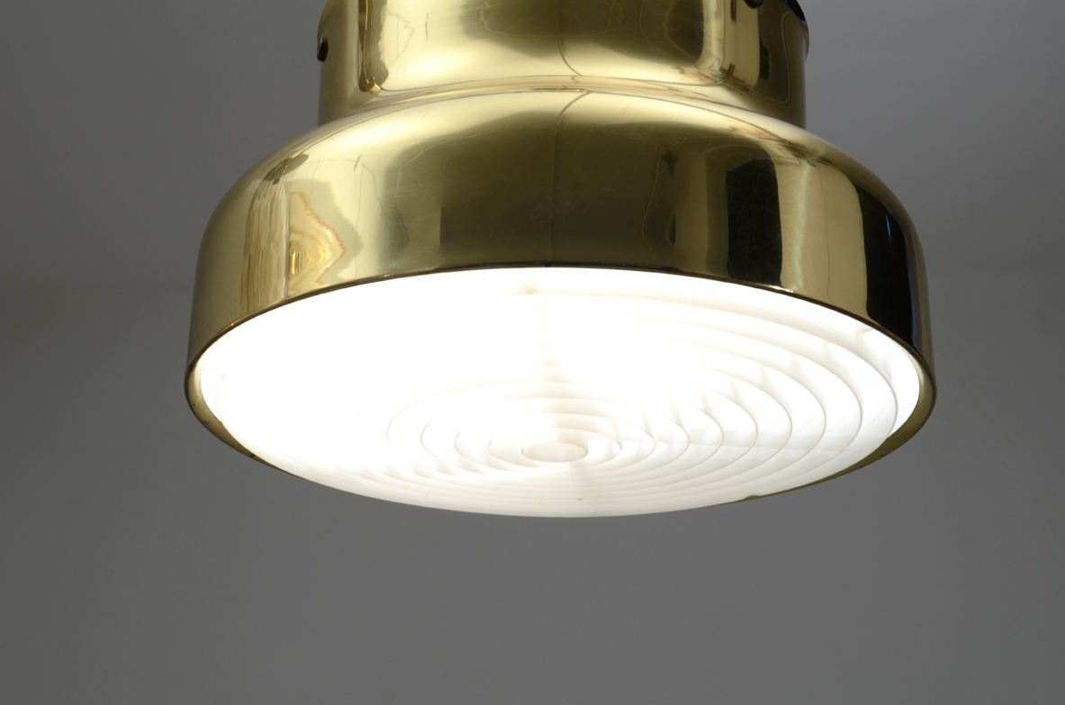 Pair of Swedish 1970s brass hanging lamps by Anders Pehrson for Atelje Lyktan.
