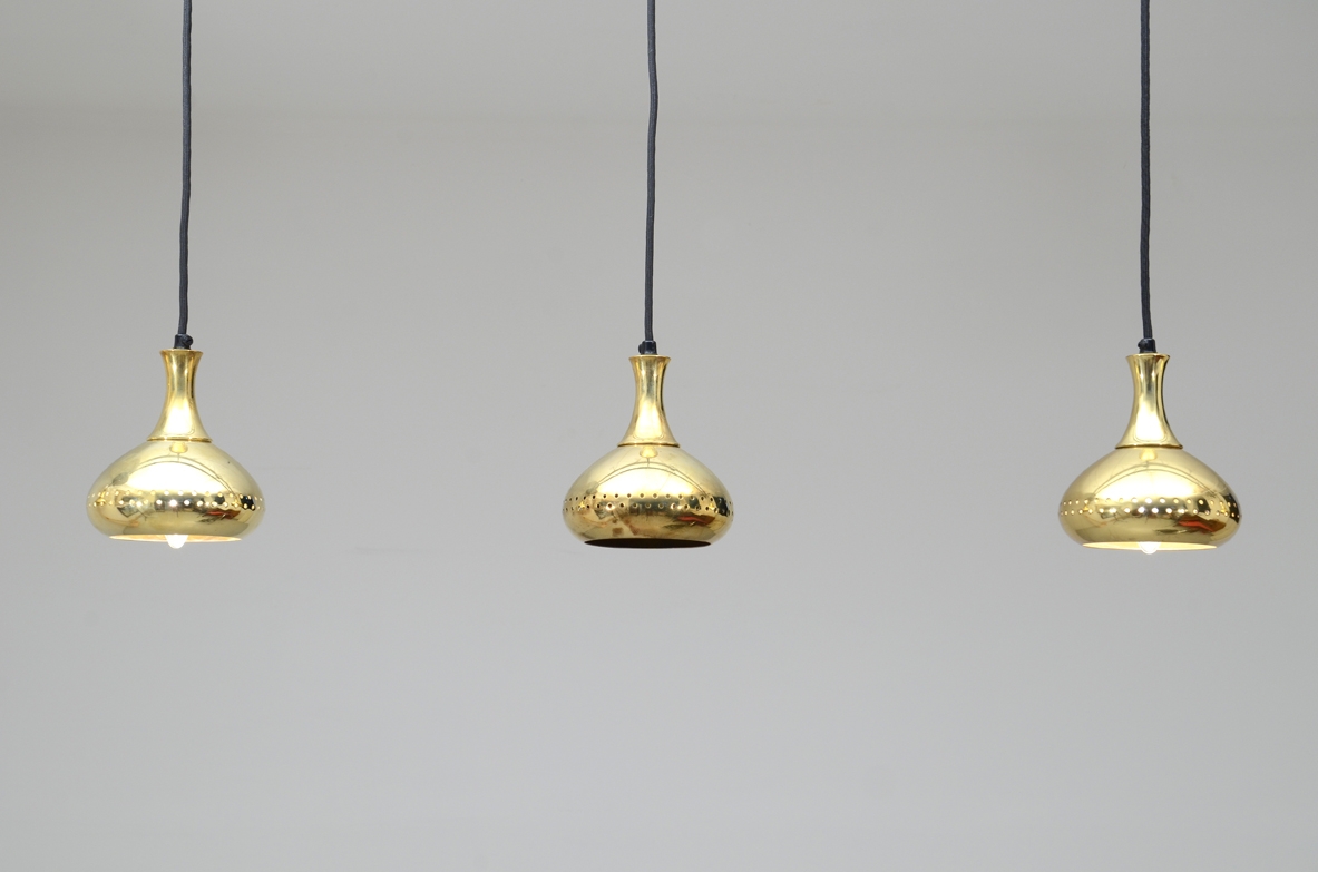 H.Agne Jacobsson, set of wonderful lights in brass, Sweden 1950's.