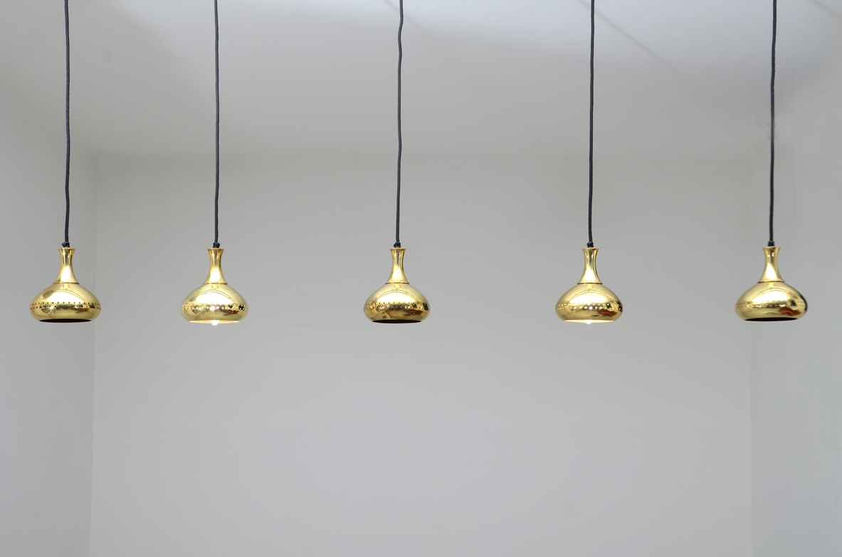 H.Agne Jacobsson, set of wonderful lights in brass, Sweden 1950's.