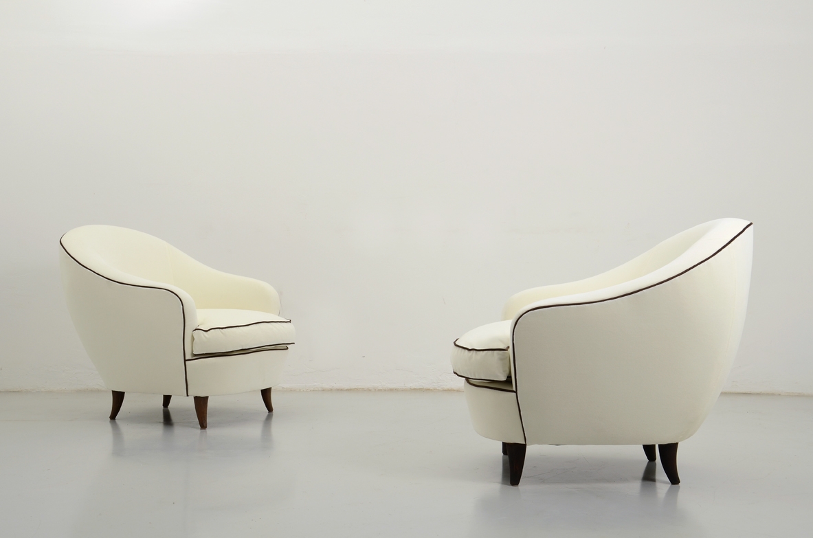 Gio Ponti, pair of elegant 1930's armchairs
