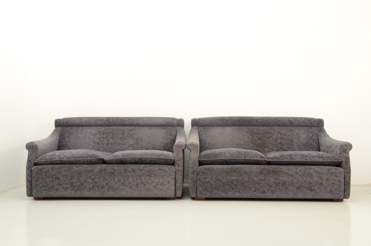 Luigi Caccia Dominioni sofa for Azucena, grey fabric, Italy 1960