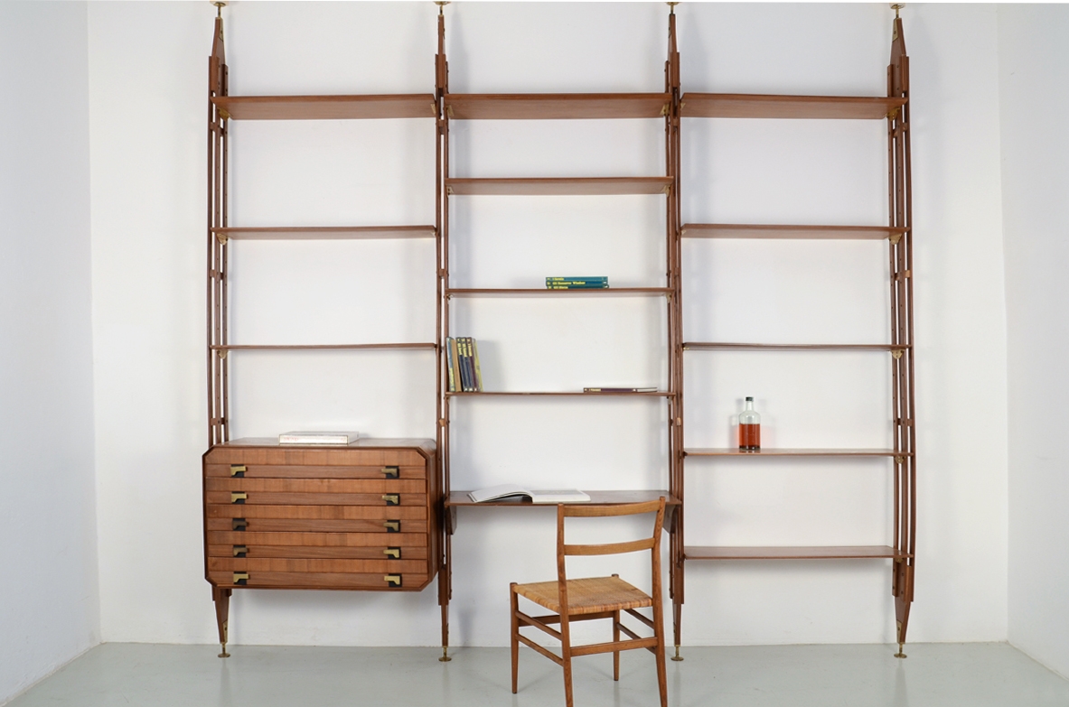 Vintage interior design gallery bookcase furniture Milan