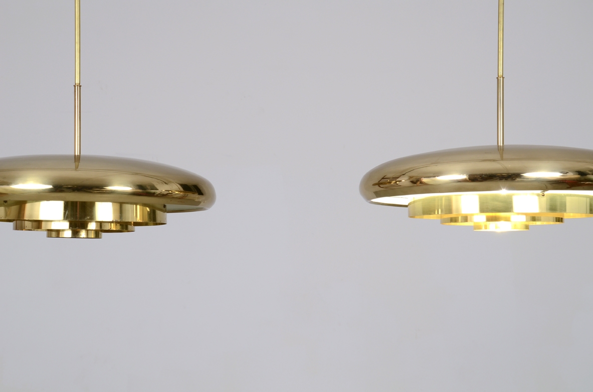 Lampadari in ottone, produzione Bergoms, Svezia 1960.