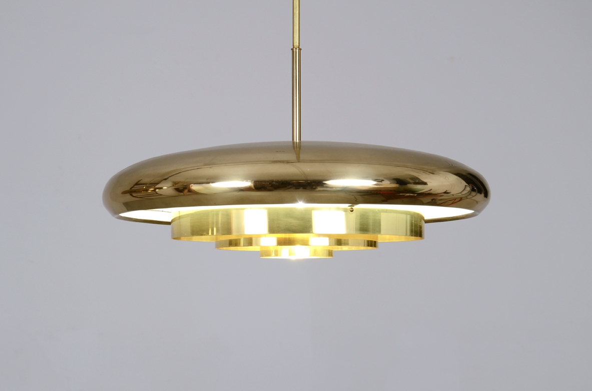 Lampadari in ottone, produzione Bergoms, Svezia 1960.