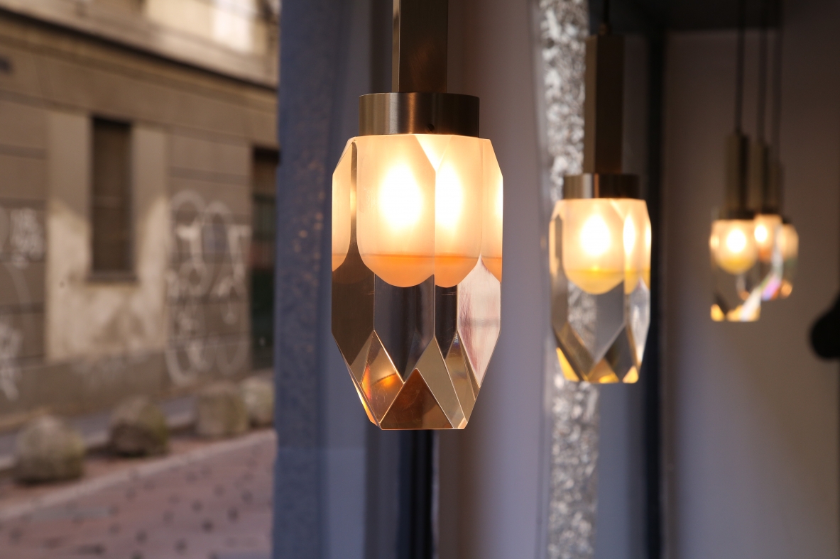 Gaetano Missaglia, set of three 1970's ceiling lights in perplex. Gaetano Missaglia, set of three 1970's ceiling lights in perplex.