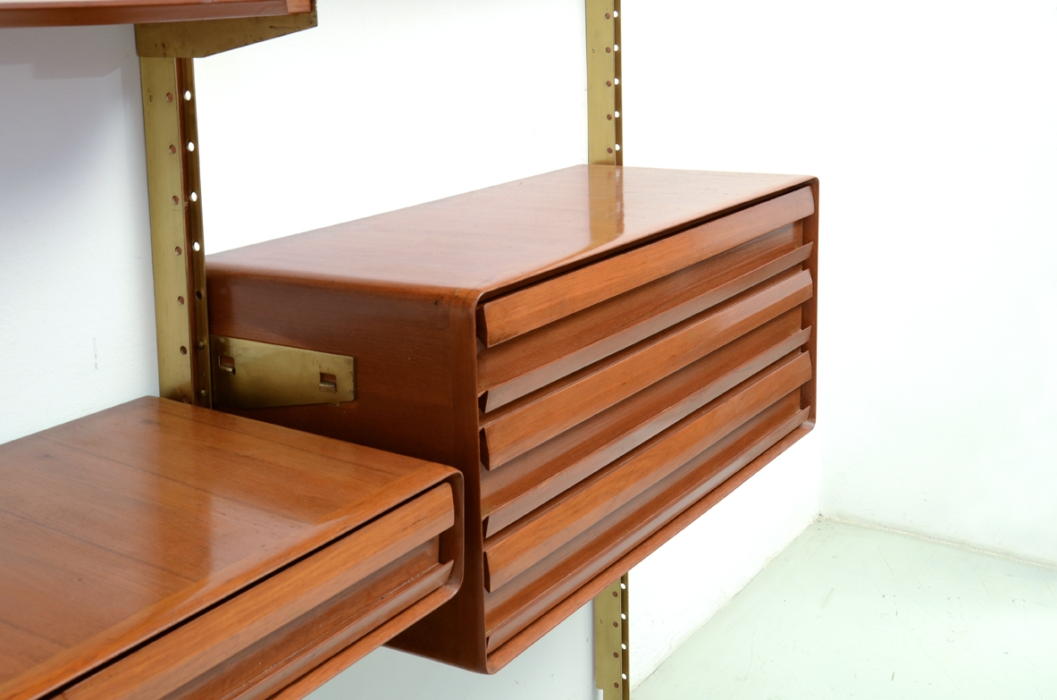 Very refined bookcase with nice brass details, Italy 1960's.