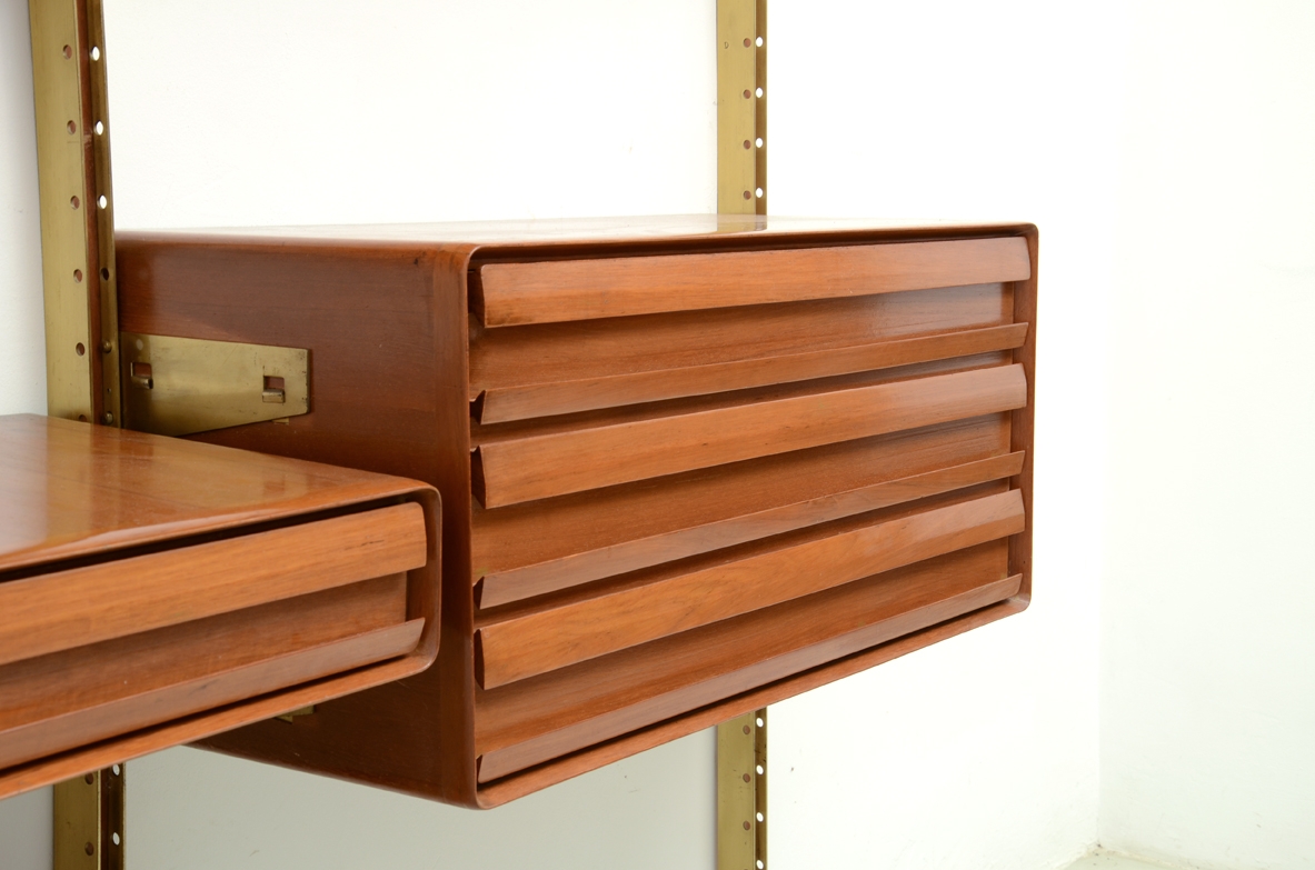 Very refined bookcase with nice brass details, Italy 1960's.