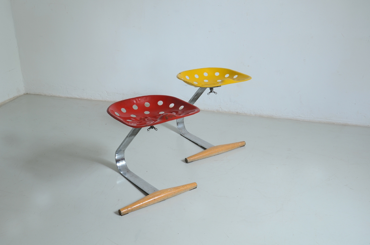 Achille and Piergiacomo Castiglioni Mezzadro seating couple Zanotta Production, Italy, 1970s