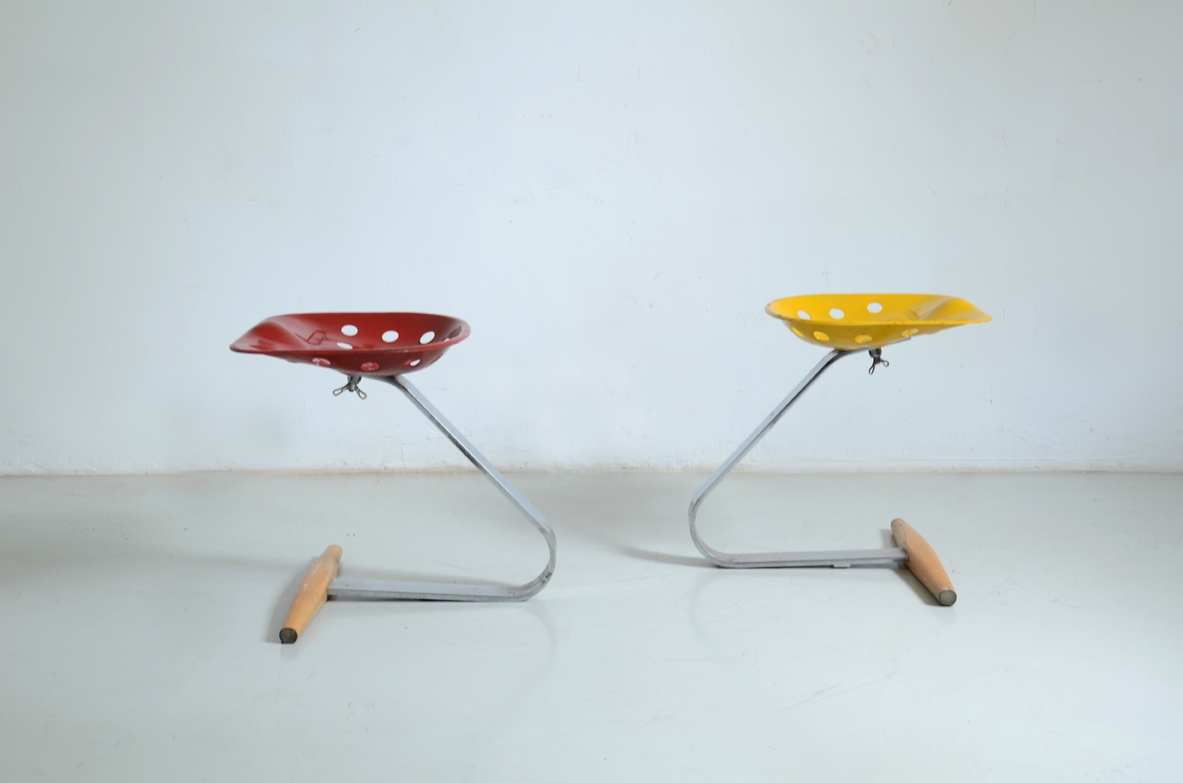 Achille and Piergiacomo Castiglioni Mezzadro seating couple Zanotta Production, Italy, 1970s
