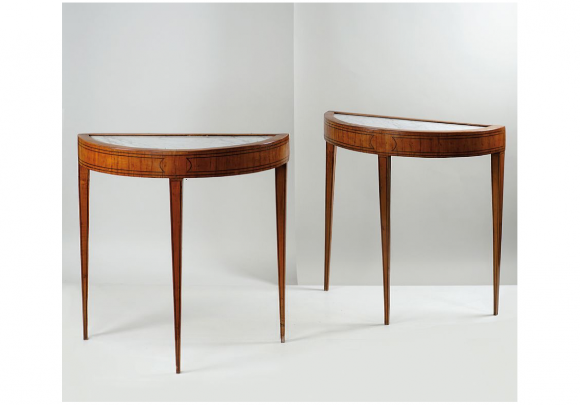 Guglielmo Ulrich, pair of very elegant console tables designed for a private property. Casa Guazzoni, Vicenza, 1954.