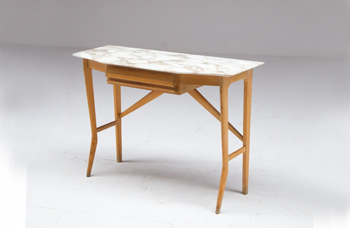 Italian 1950's console table in light wood.