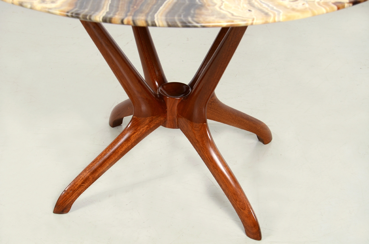 Very elegant coffee table with wooden frame and stunning marble top. Italy 1950's