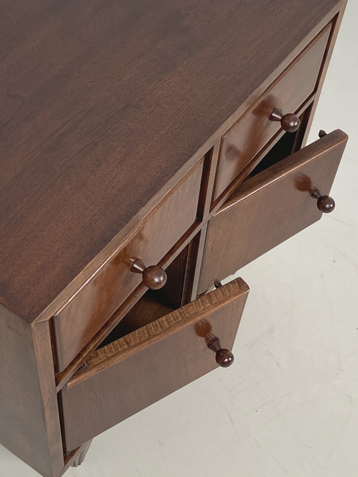 Pair of 1940's Italian side tables with two doors and drawers.