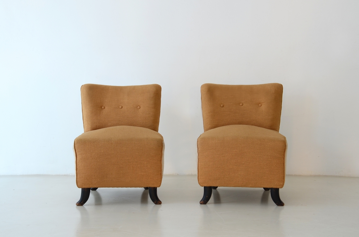 Guglielmo Ulrich pair of original small armchiars, Italy 1950's