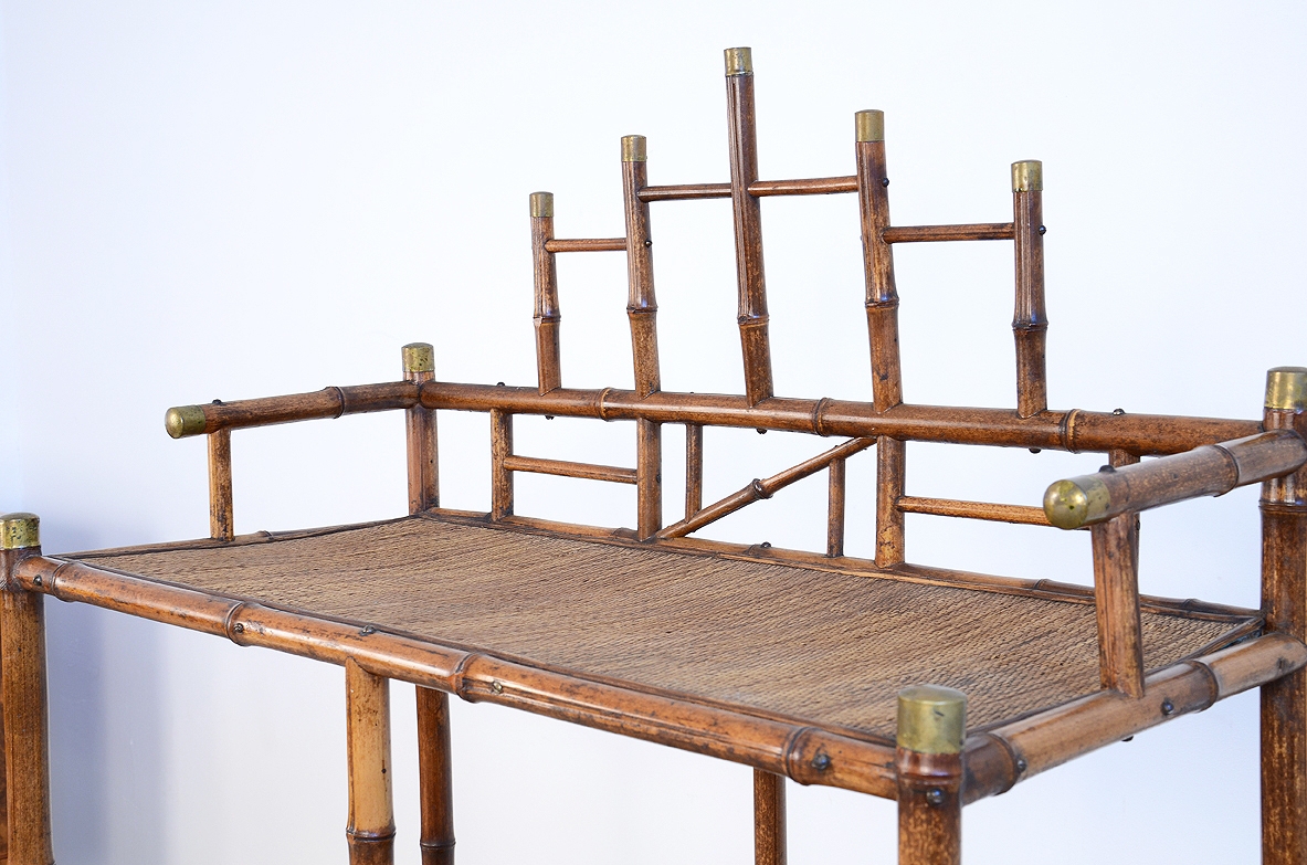 Italian 1920's small bookcase made of wood and bamboo.
