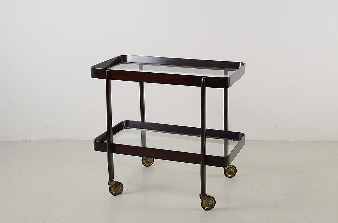Elegant Italian 1950's trolley in mohogany.
