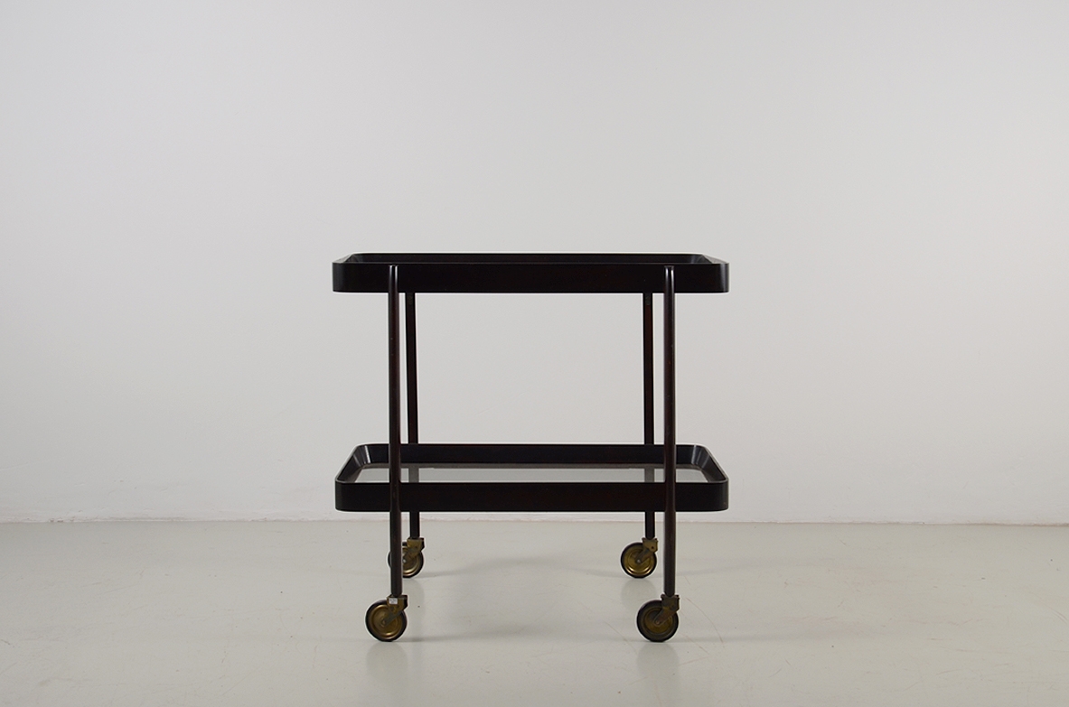 Elegant Italian 1950's trolley in mohogany.