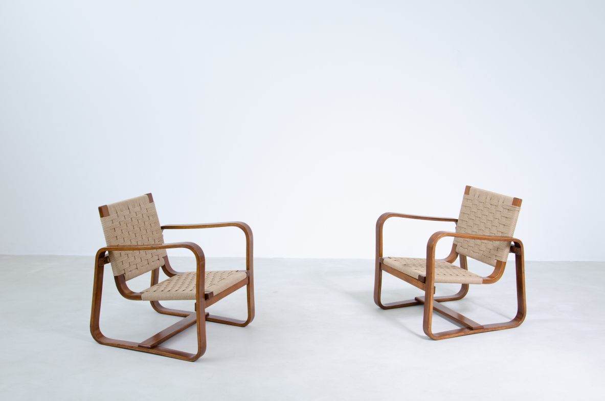 Giuseppe Pagano, vintage armchairs designed for Bocconi University, 1938.