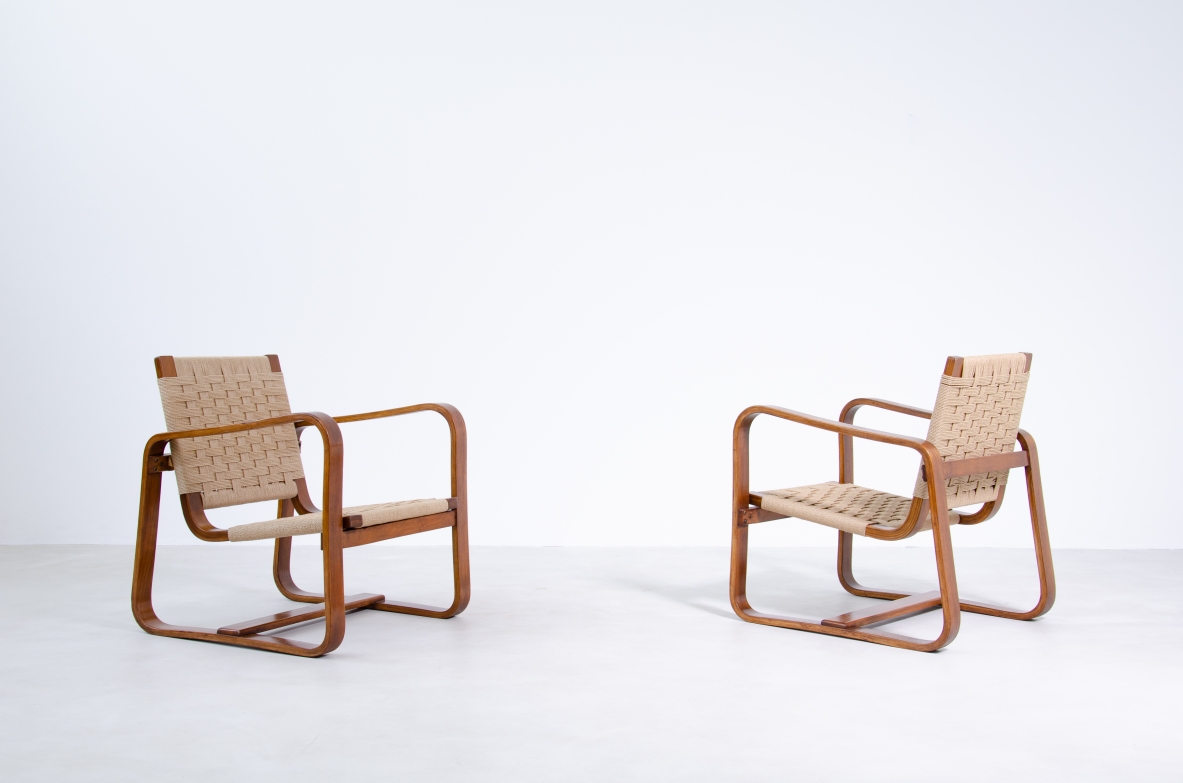 Giuseppe Pagano, vintage armchairs designed for Bocconi University, 1938.