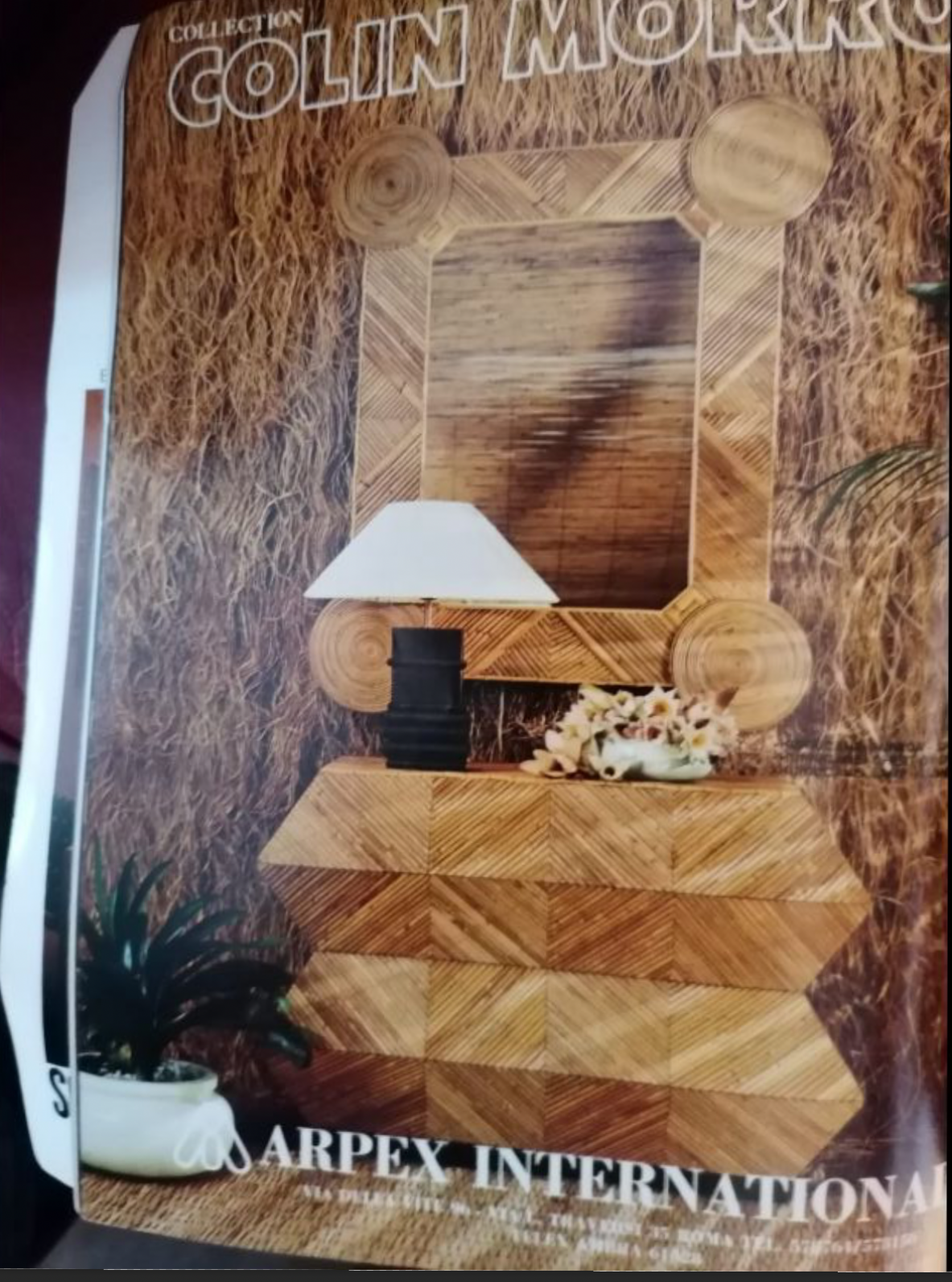 Colin Morrow, coppia di grandi specchiere con cornice in giunco. 1970ca.