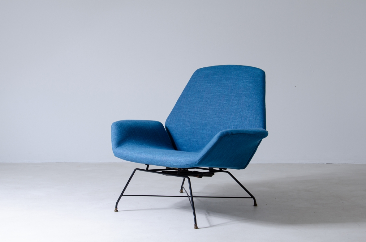 Augusto Bozzi, rare 1950's adjustable Armchair by Saporiti Italia