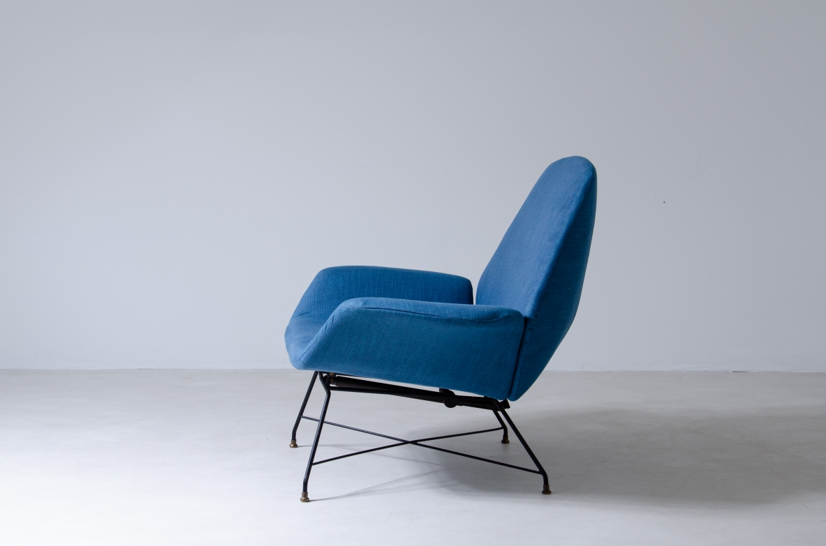 Augusto Bozzi, rare 1950's adjustable Armchair by Saporiti Italia