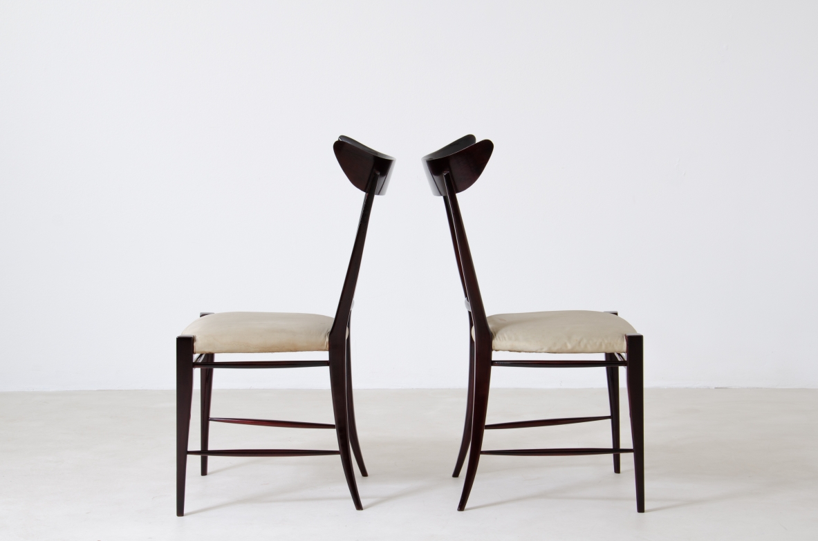 Silvio Cavatorta, rare set of 6 chairs in mahogany.  Manifactured by Cavatorta & Co. Italy, 1950s.