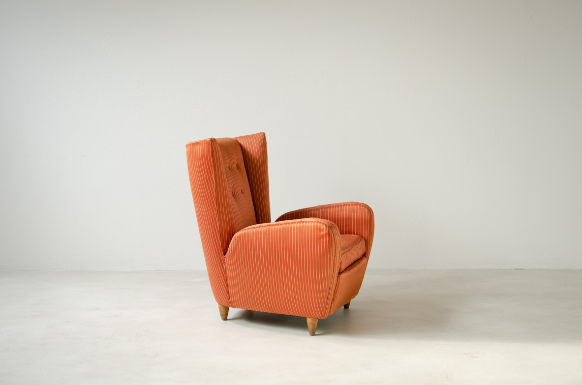 Paolo Buffa (1903 - 1970)  Pair of 1940's high back armchairs.