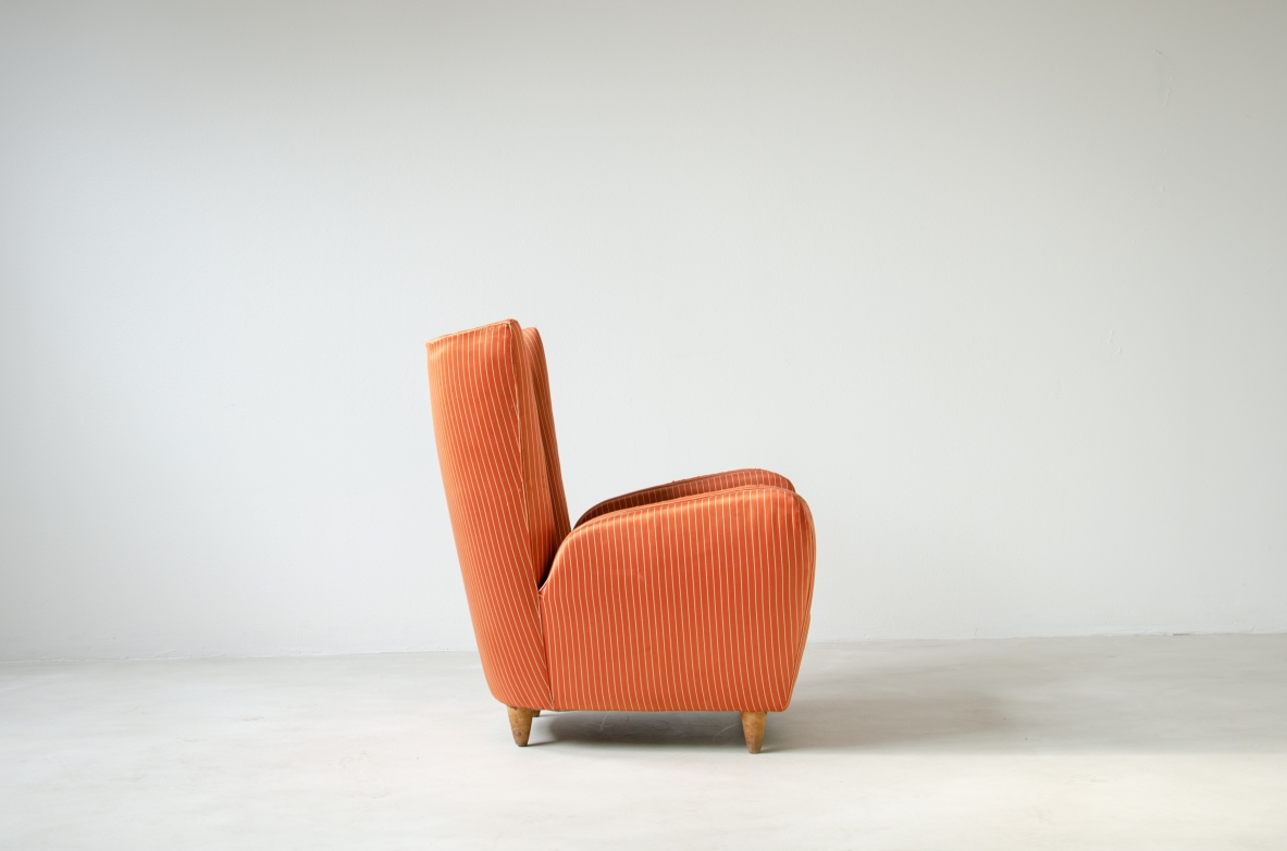 Paolo Buffa (1903 - 1970)  Pair of 1940's high back armchairs.