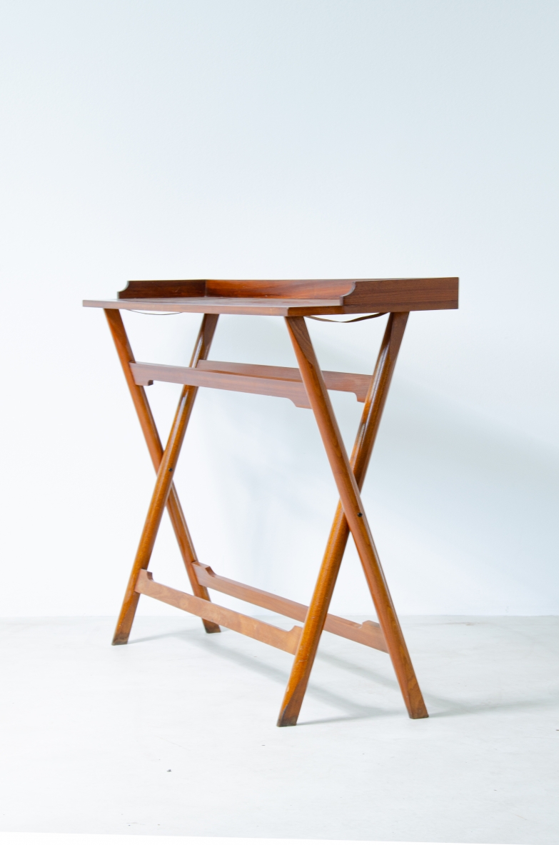 Folding console table in teak wood. Italian manufacture, 1960's.