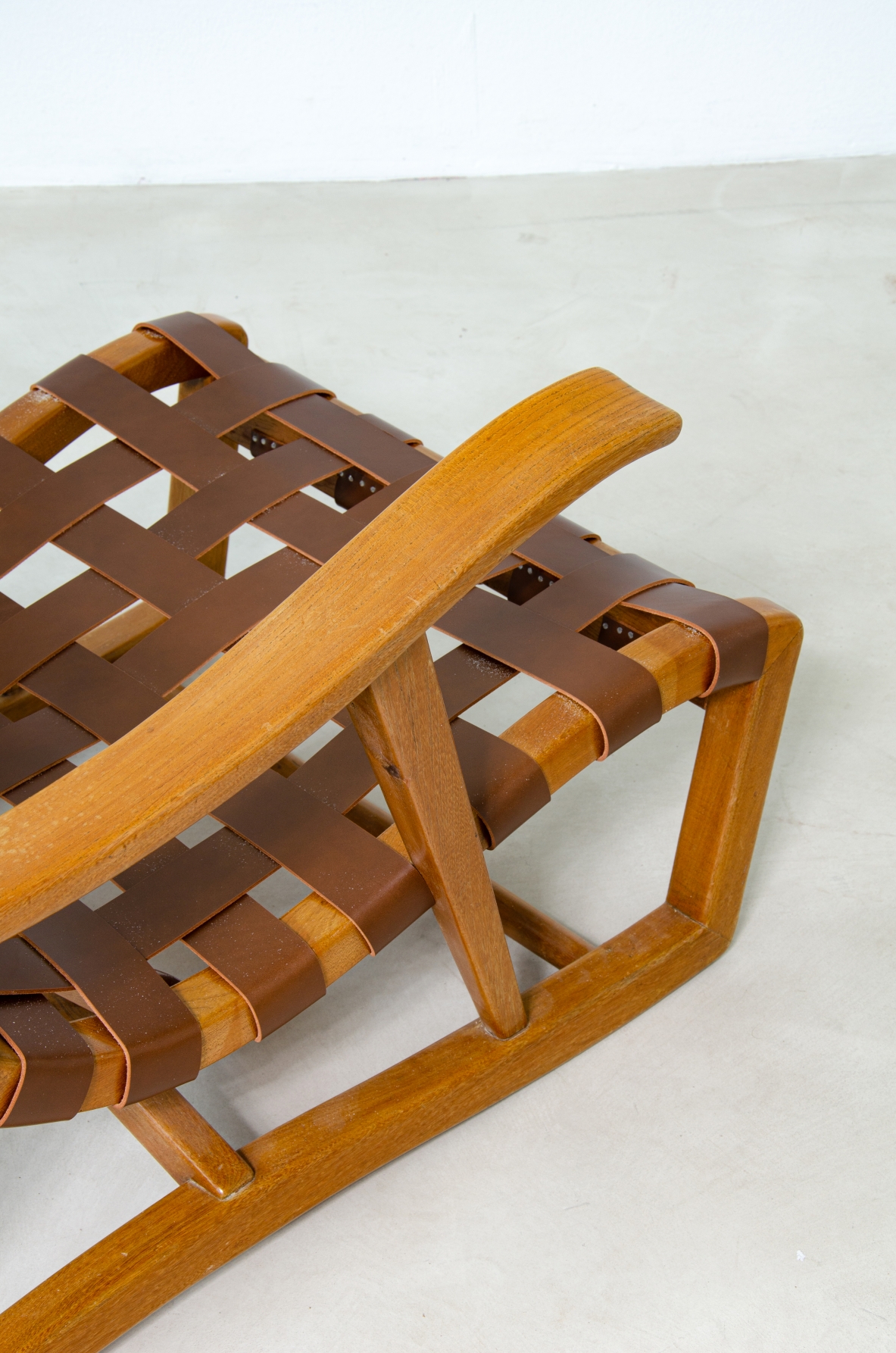 Guglielmo Pecorini. Rare pair of armchairs with rear wheels, coming from the Giulio Cesare ocean liner.