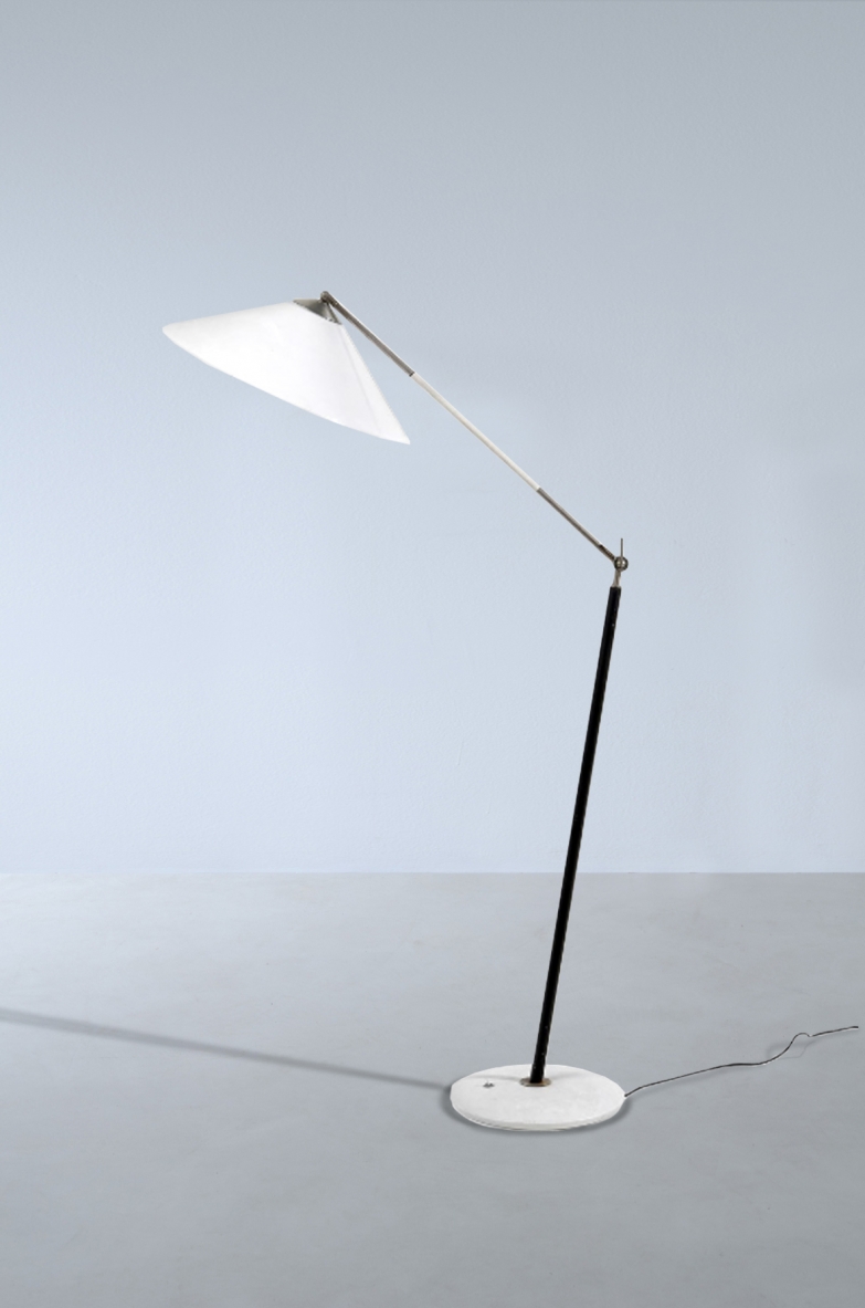 Lampada da terra con braccio regolabile in altezza. Stilux Milano, 1955ca.
