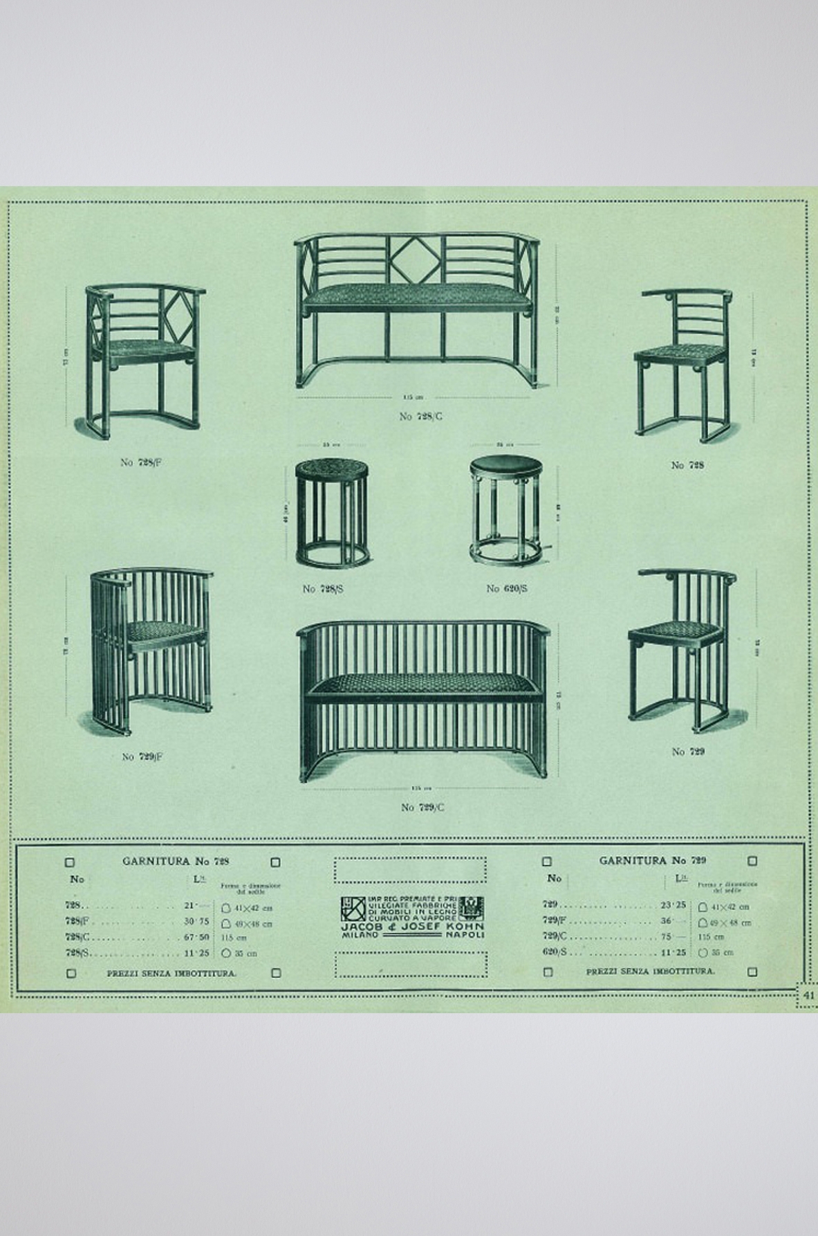 Josef Hoffmann (1870-1956) Raro set di quattro sedie in legno curvato e lucidato con seduta imbottita. Prodotte da J.J. Kohn, Vienna, 1907.