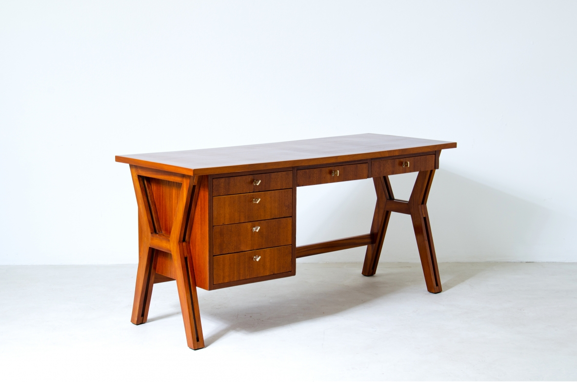 Ico Parisi. Center desk in mahogany. Italian 1960's manufacture