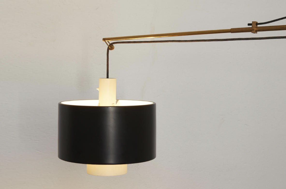 Gaetano Scolari. Rare telescopic lamp mod. 2061. Stilnovo production, 1954