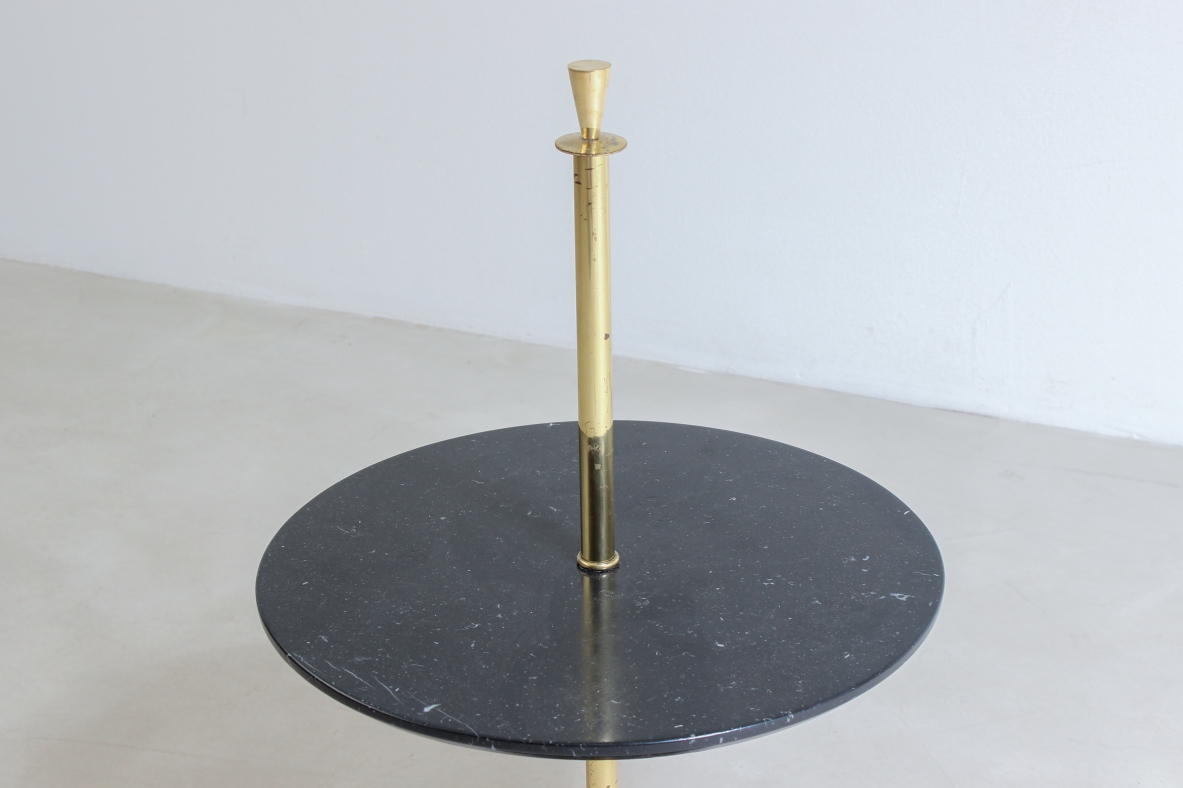 Coffee table in marble and brass. Italian manufacture, 1950s