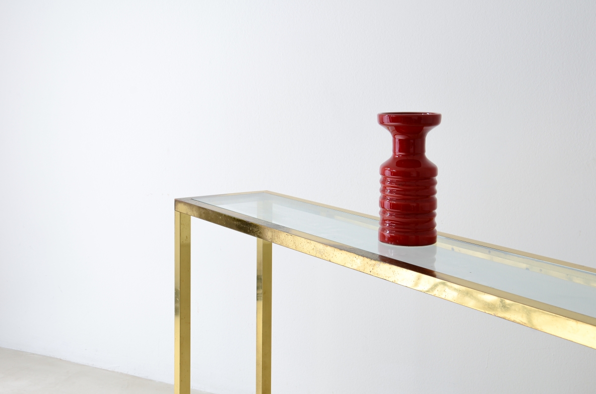 Romeo Rega  Brass console with ground glass top.  Italian manufacture 1970s.