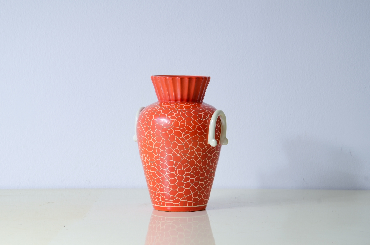 Ceramiche Rometti  Vaso con eleganti maniglie. Manifattura Umbertide 1940ca.