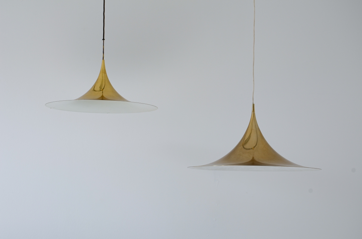Fog & Moroup  Grande coppia di lampadari in ottone  Manifattura scandinava 1960