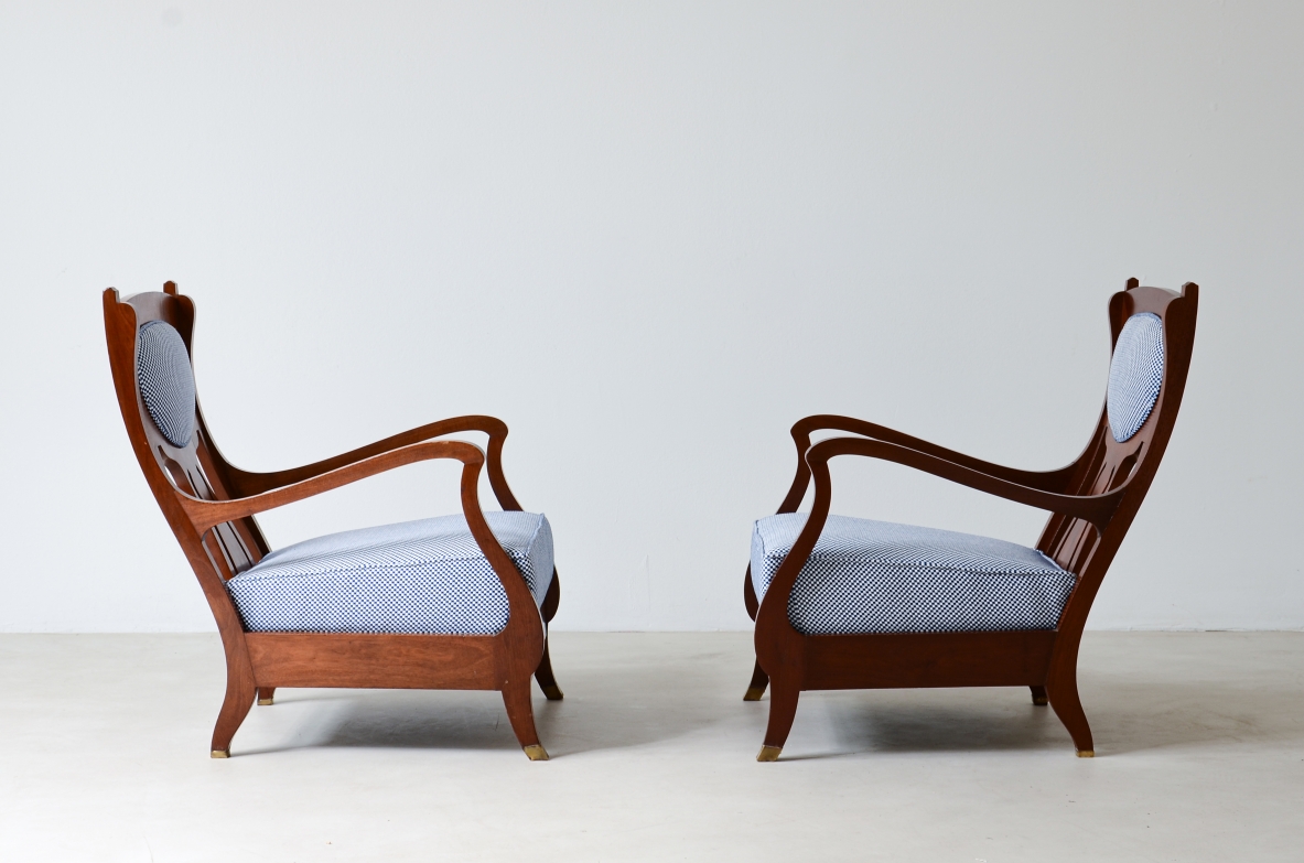 Eugenio Quarti. Pair of Liberty armchairs. Quarti production, 1900's