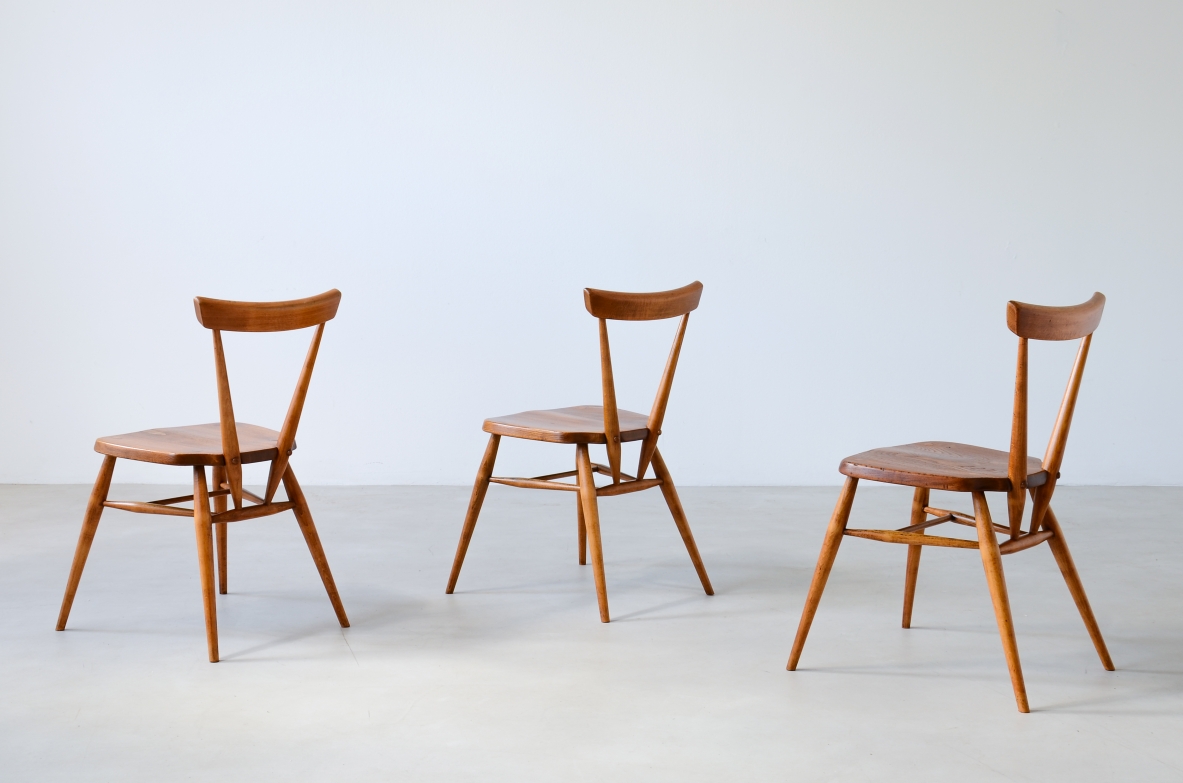 Paul McCobb  Set di 6 raffinate sedie in rovere.   Manifattura Uk, 1950ca.