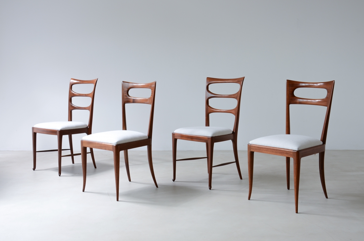 Paolo Buffa (1903-1970)  Group of 12 chairs made up of two variations of the same model.  Serafino Arrighi manufacture approx. 1940